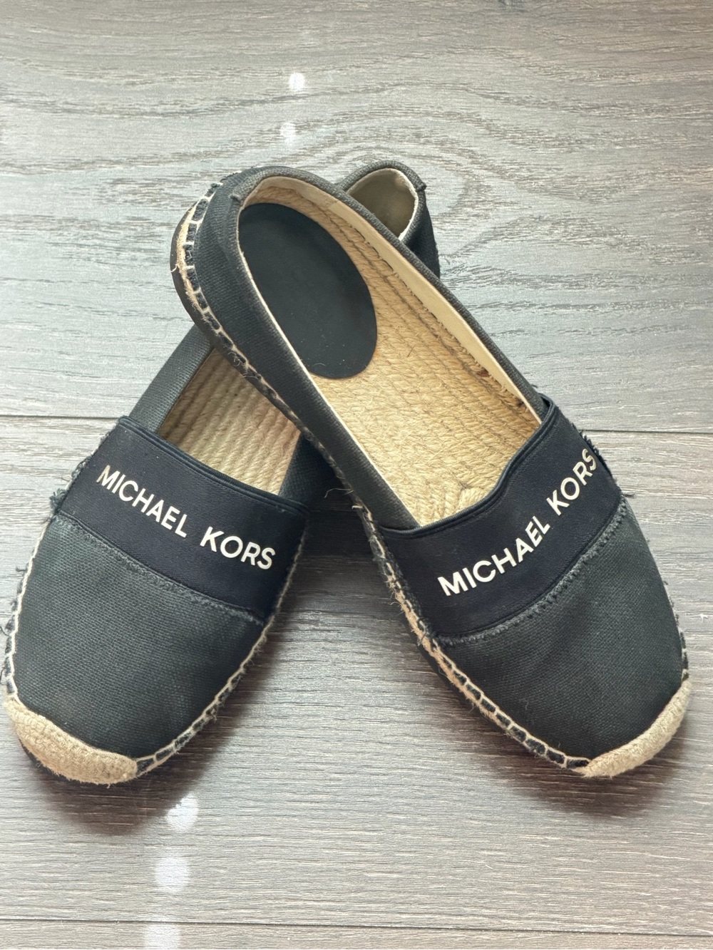 Michael Kors Black Canvas Logo Espadrille Slip-Ons